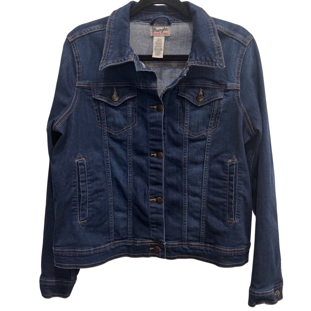 Wrangler Wrancher‎ Shirts Denim Jean Jacket, Size Large, EUC